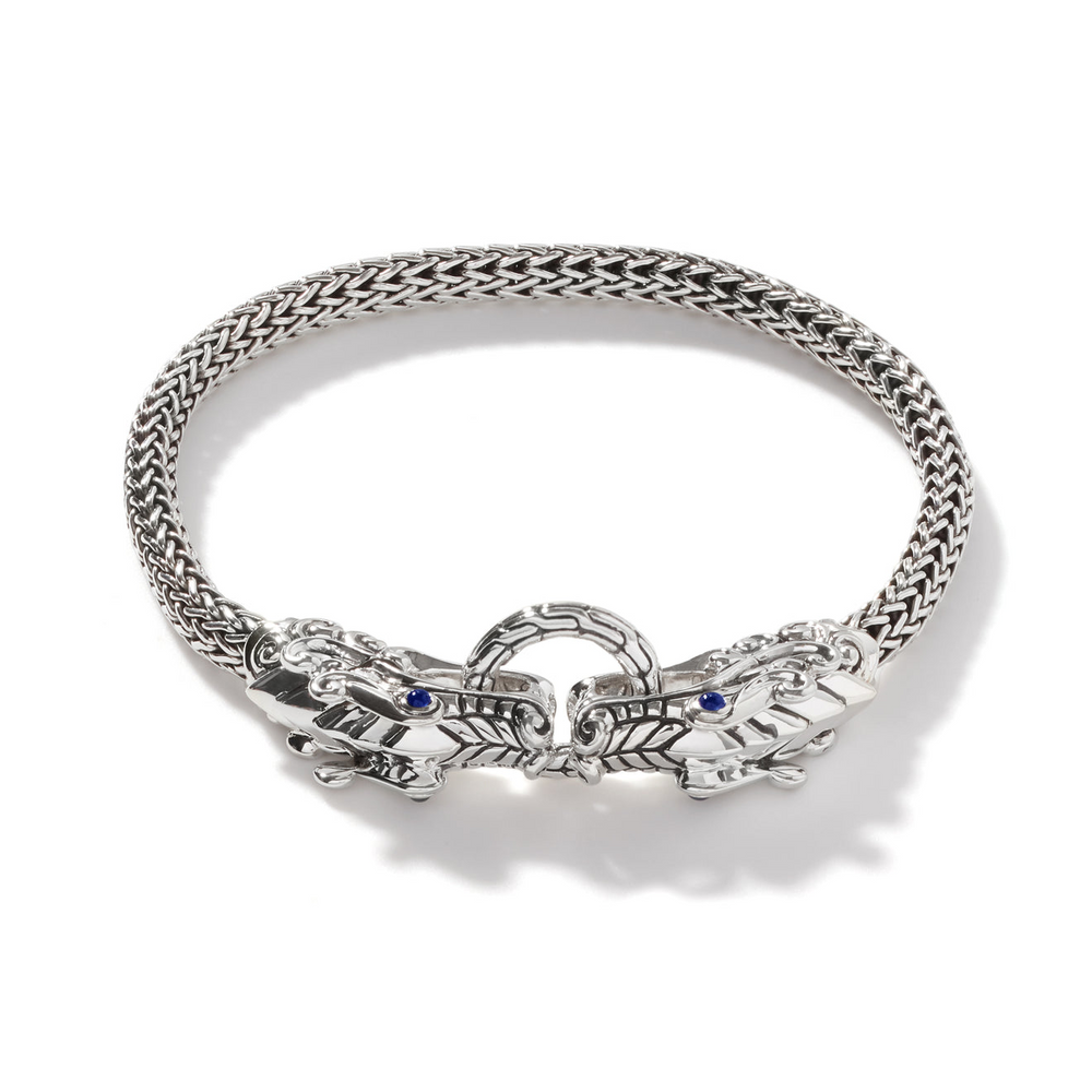 Naga Heritage Silver Double Dragon Head Chain Bracelet by John Hardy