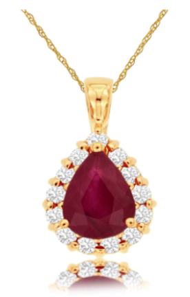 14K Yellow Gold 1.12ct Ruby & 0.30cttw Diamond Pendant Necklace