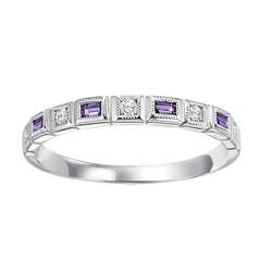 
            
                Load image into Gallery viewer, 10K White Gold 0.13cttw Amethyst &amp;amp; 0.10cttw Diamond Band Sz 7
            
        