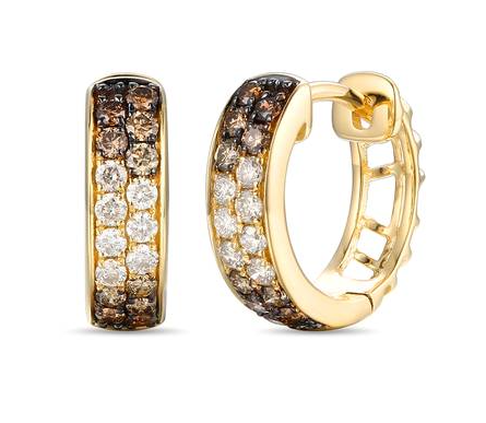 14K Honey Gold Ombre Earrings with Chocolate & Vanilla Diamonds by LeVian