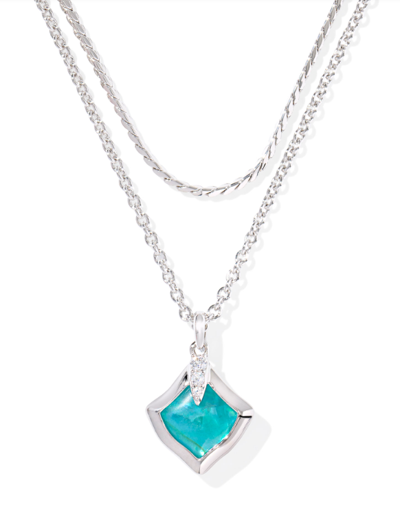 Joelle Silver Bright Aqua Illusion Multi Strand Necklace by Kendra Scott