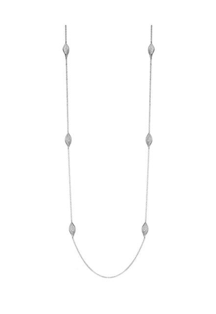 Sterling Silver CZ Marquise Station Necklace 36" by Charles Garniner