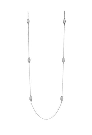 Sterling Silver CZ Marquise Station Necklace 36" by Charles Garniner