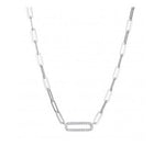 CZ Silver Paperclip Necklace