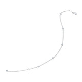 Sterling Silver and Simulated Diamond Bezel Station Anklet by Lafonn