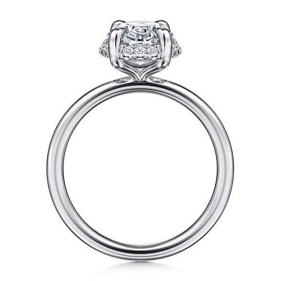 Seattle - 14K White Gold Oval Hidden Halo Diamond Engagement Ring