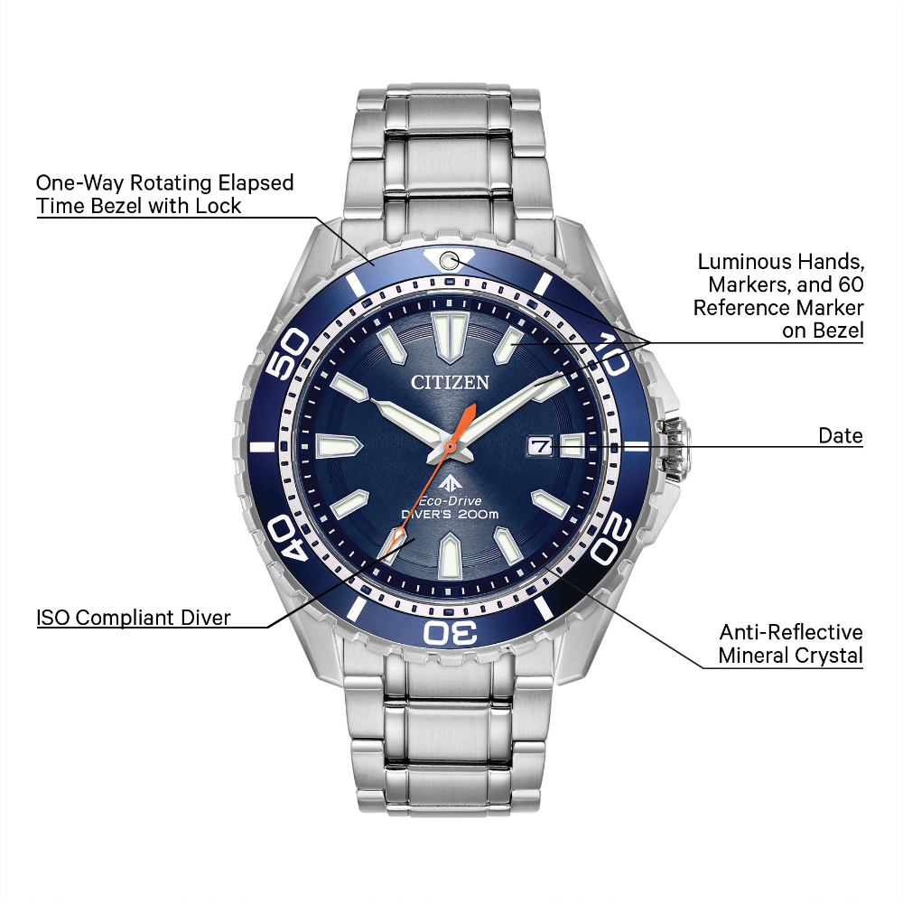 Promaster Diver Eco Drive with Blue Dial / Bezel Ring & Date by Citizen