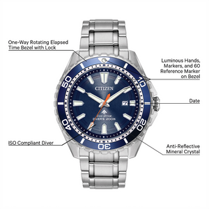 Promaster Diver Eco Drive with Blue Dial / Bezel Ring & Date by Citizen