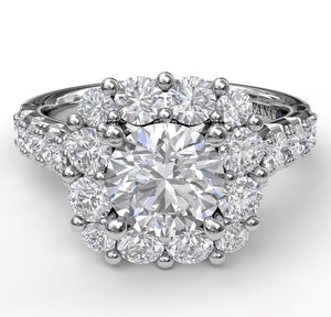 14K White Gold Engagement Ring with Diamond Halo