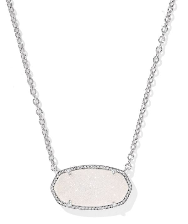 Elisa Statement Silver Iridescent Drusy Short Pendant Necklace by Kendra Scott