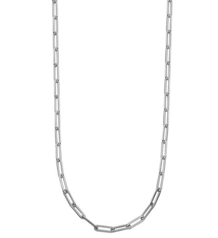 Sterling Silver Paperclip Necklace 36"