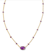 Mini Elisa Yellow Gold Plated Purple MOP Enamel Frame Short Pendant Necklace by Kendra Scott