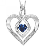 Sapphire & Diamond Rhythm of Love Heart Pendant & Chain