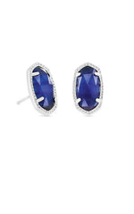 Ellie Rhodium Plated Earrings in Cobalt Cats Eye by Kendra Scott