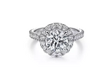 14K White Gold 1.29cttw G-H SI2  Round Halo Diamond Semi-Mount Ring Sz 6.5 by Gabriel