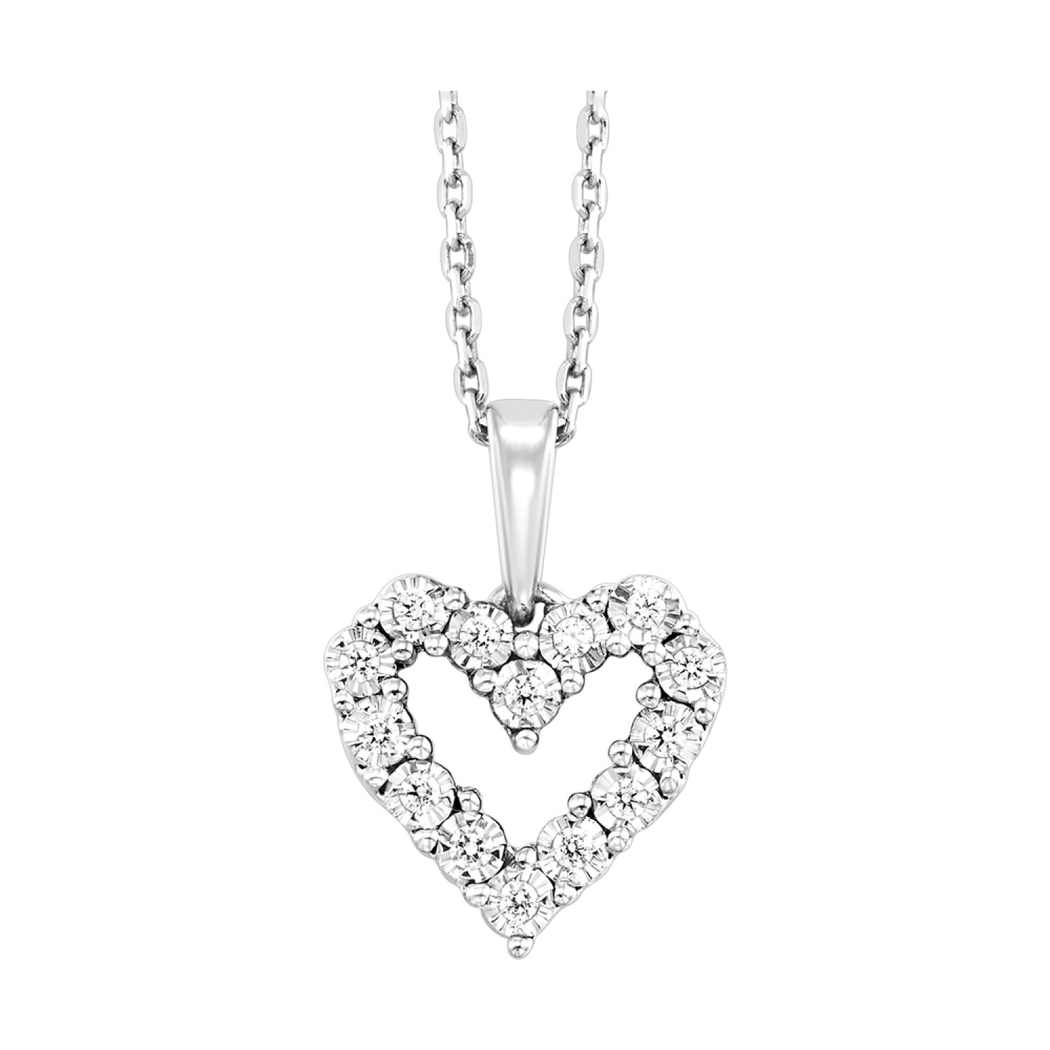 10K White Gold 0.10cttw Diamond Heart Pendant