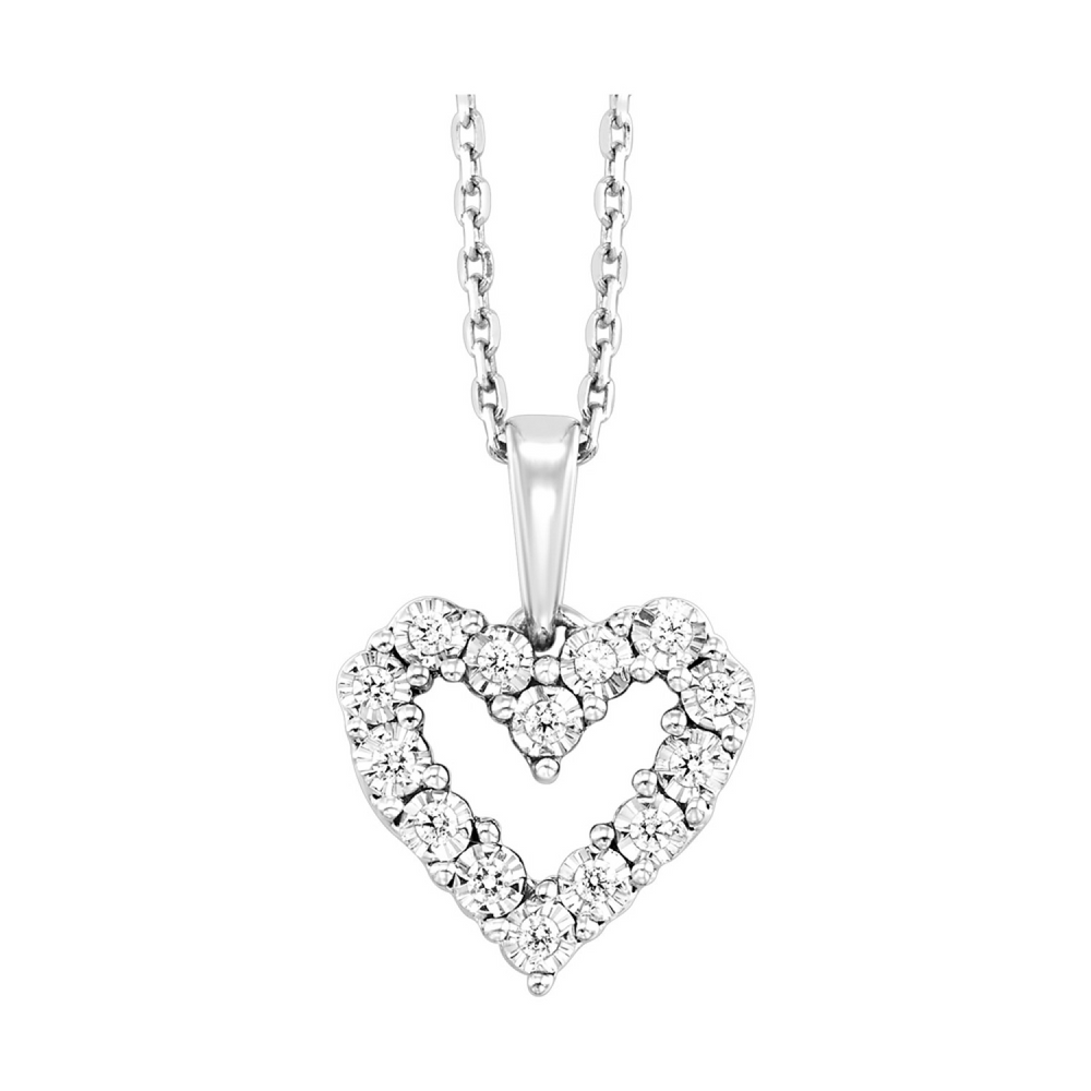 10K White Gold 0.10cttw Diamond Heart Pendant