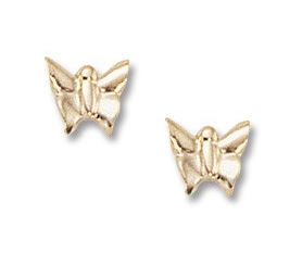 14K Yellow Gold, Small Butterfly Stud Earrings