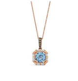 14K Strawberry Gold 2.00ct Blue Topaz & 0.31cttw Choc & Nude Diamond Pendant by LeVian