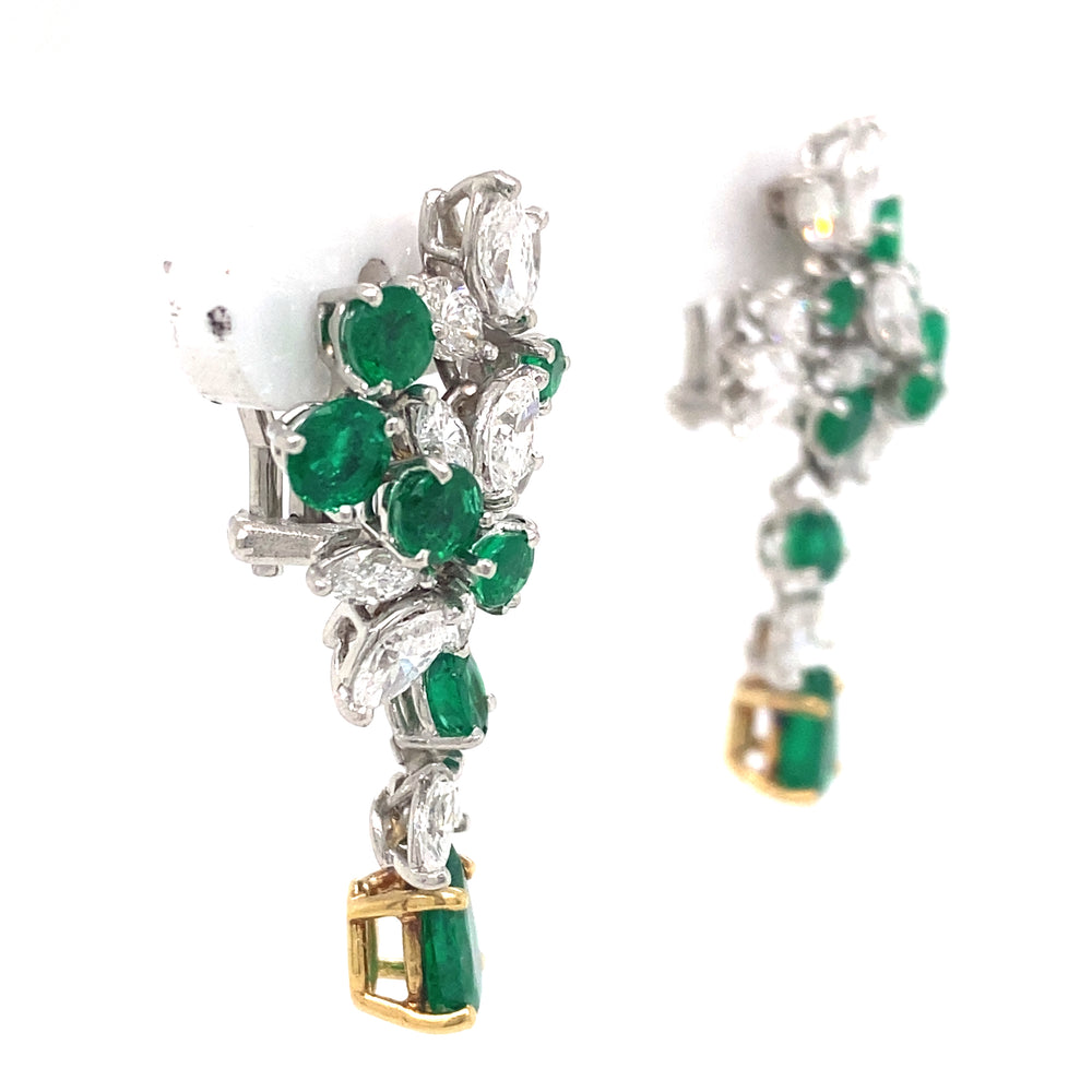 Estate Emerald & Diamond Earrings