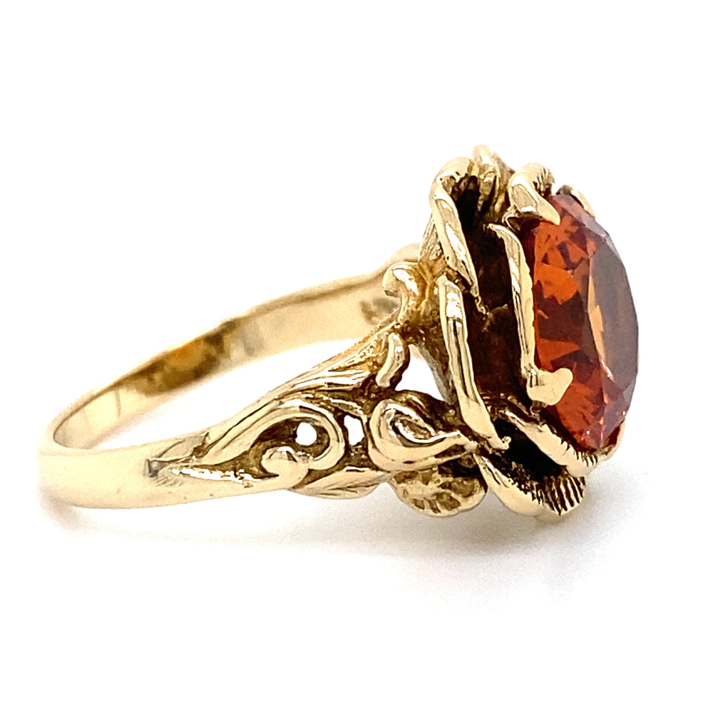 Estate Orange Flower Ring