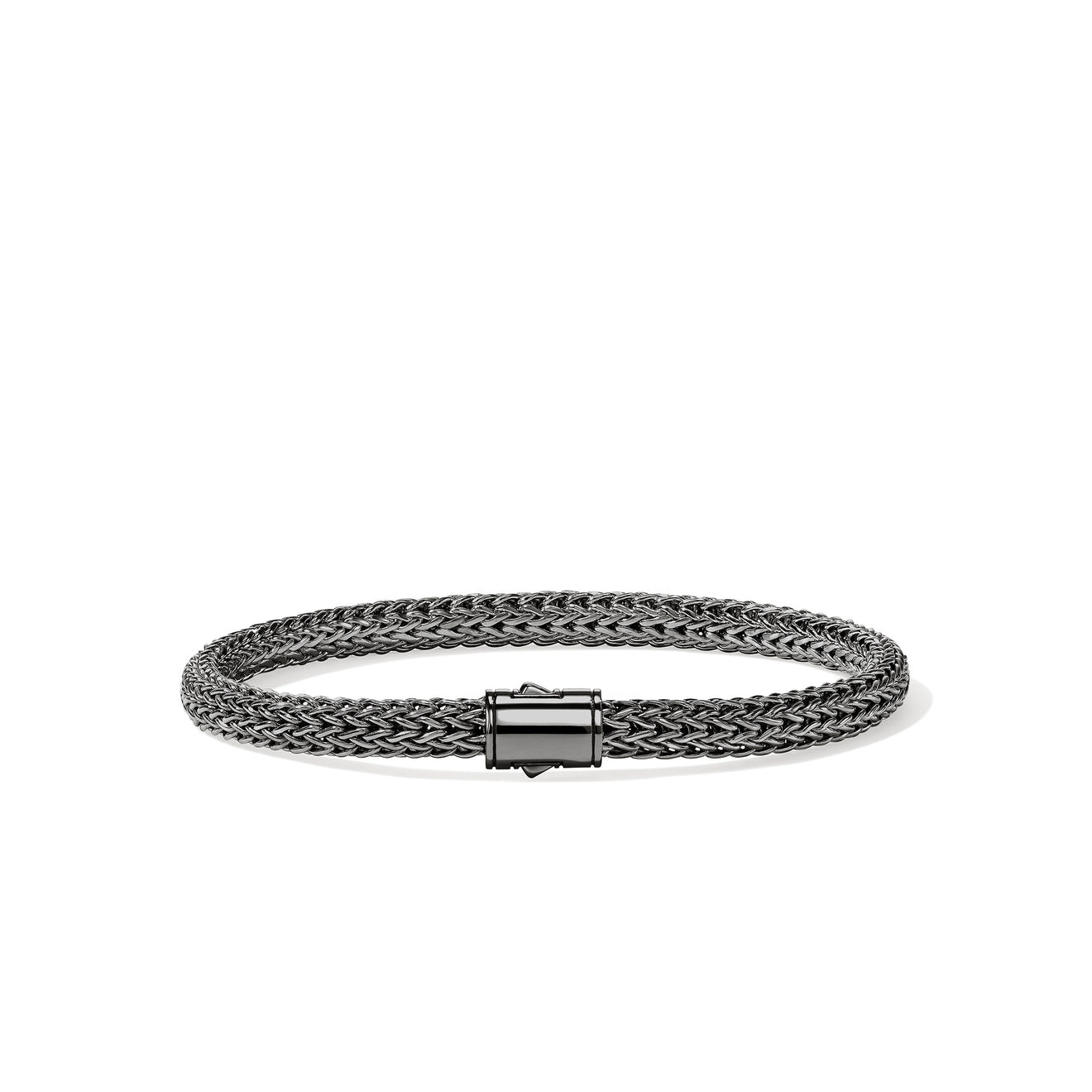 Icon Silver 5mm XS Small Bracelet with Pusher Clasp with Black Rhodium by John Hardy