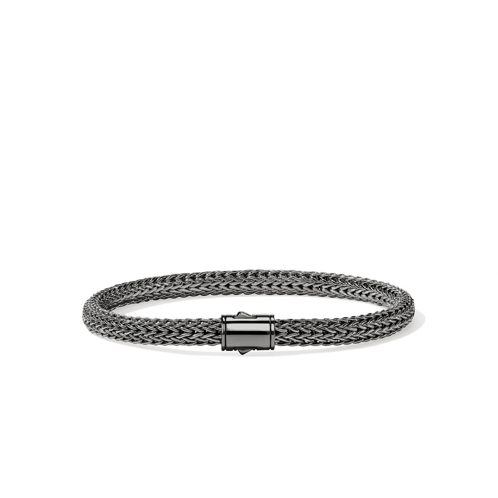 Icon Silver 5mm XS Small Bracelet with Pusher Clasp with Black Rhodium by John Hardy