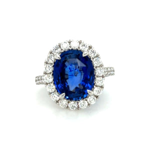 Oval Sapphire and Diamond Halo Ring