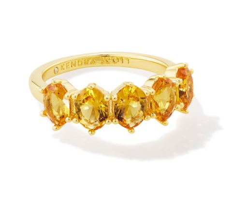 Cailin Gold Plated Golden Yellow Crystal Band Ring 6 by Kendra Scott