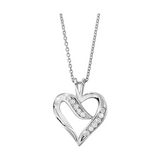 Sterling Silver 0.02cttw Diamond Heart Pendant