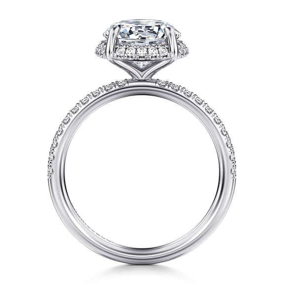 Suede - 14K White Gold Round Hidden Halo Diamond Engagement Ring