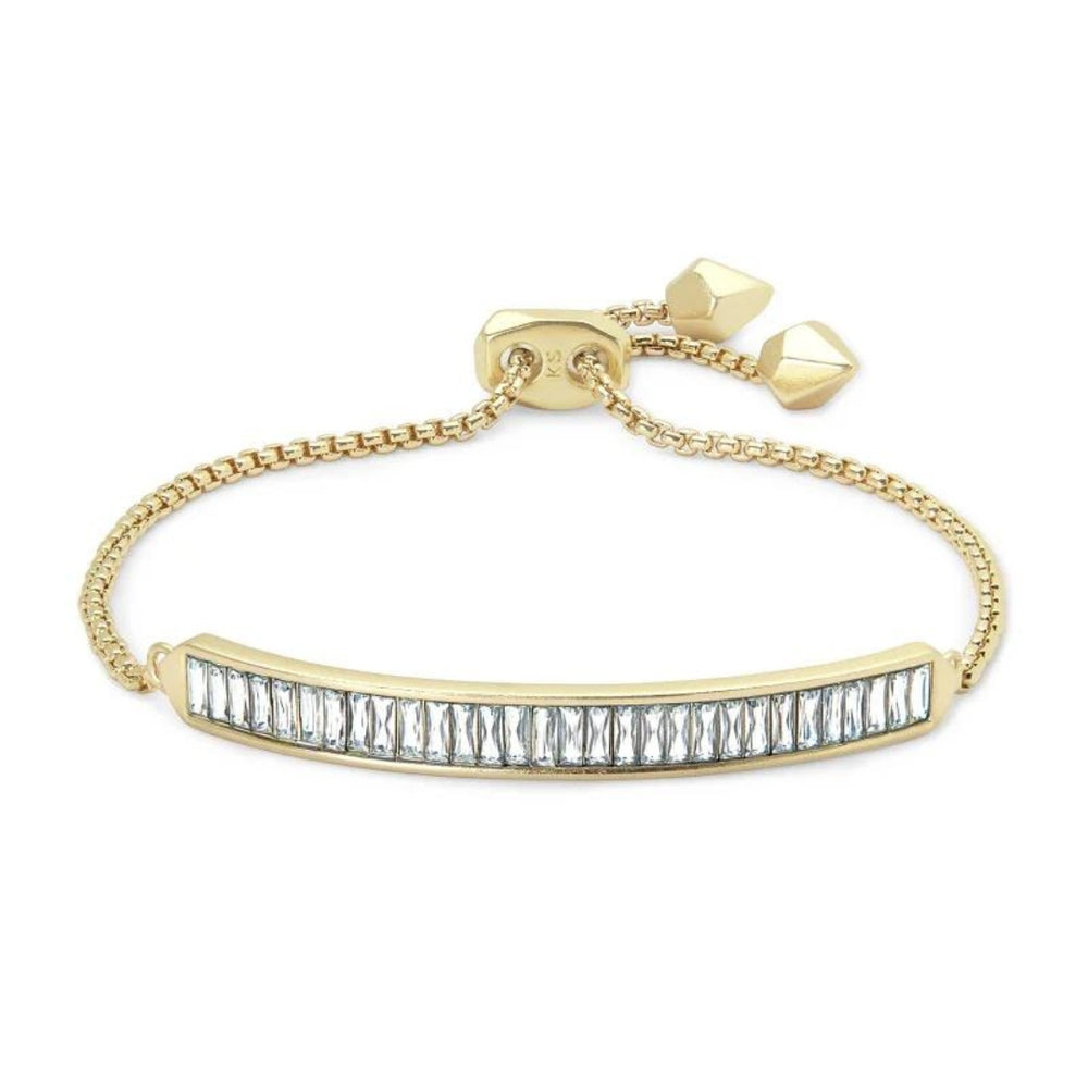 Jack Adjustable Gold Plated Chain Bracelet in White Crystal by Kendra Scott