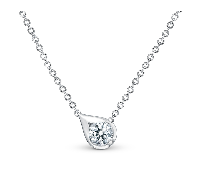 18K White Gold 0.33ct IJ/VS LU Droplet Pendant 18" by HOF