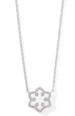 Snowflake Silver White Kyocera Opal Short Pendant Necklace by Kendra Scott