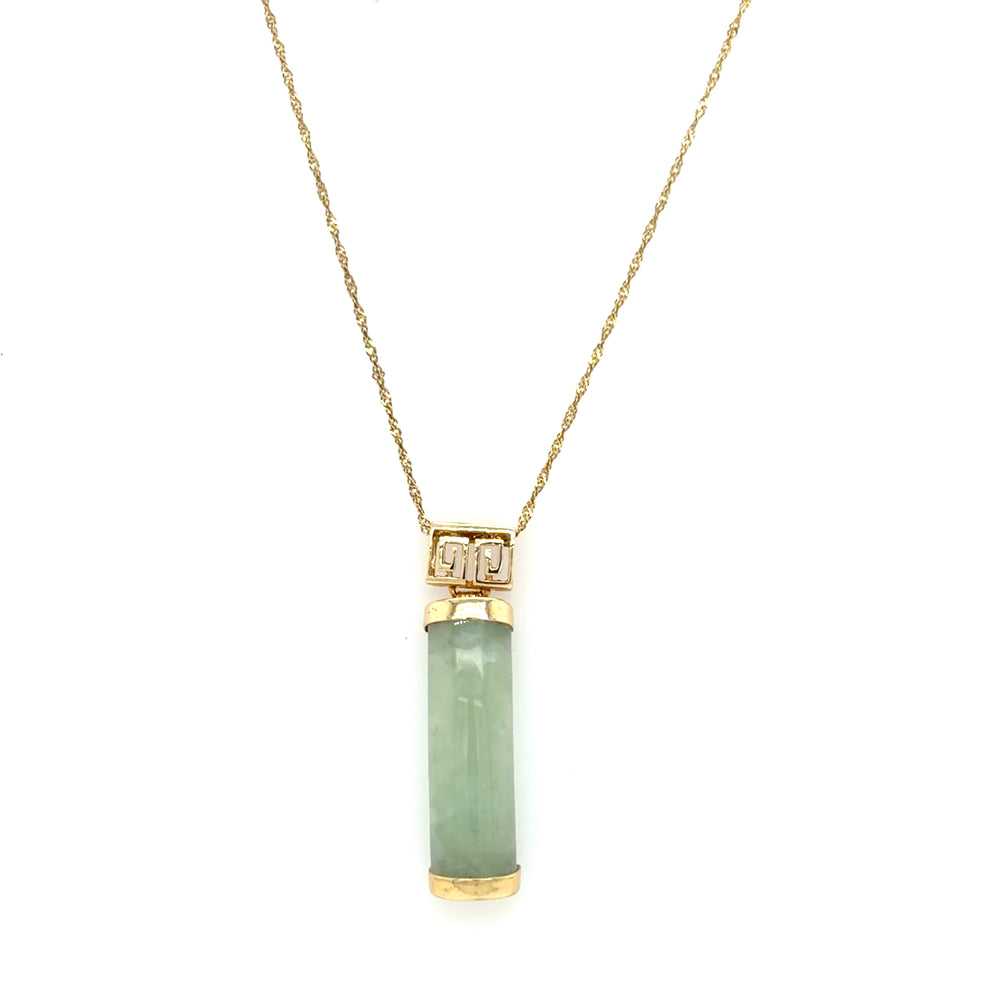 Estate Jade Bar Pendant Necklace