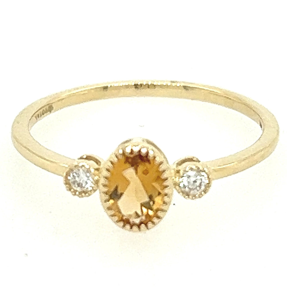 14K Yellow Gold Citrine Diamond Ring