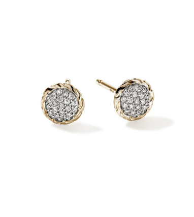 JH Essentials 14K Gold 0.19cttw Diamond Pave 7mm Stud Earrings