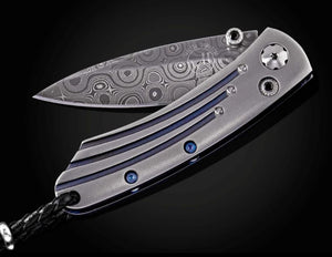 Ares II Titanium, Raindrop Damascus Steel, Spinel Gemstones, by William Henry