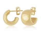 14K Yellow Gold 11mm Plain Band Hoops