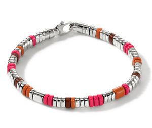 Colorblock Silver 5mm Bracelet with Lobster Clasp with Red Jasper with Neon Pink Enamel and Orange Enamel by John Hardy