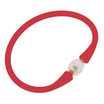 Red Bali Freshwater Pearl Silicone Bracelet