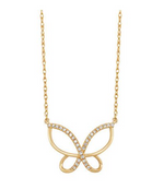 10K Yellow Gold 0.09cttw H/I SI Diamond Butterfly Necklace