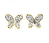 10K Yellow Gold 0.08cttw I1 H-1 Diamond Butterfly Earrings