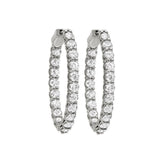 14K White Gold 1.50cttw Diamond Inside/Outside Hoop Earrings
