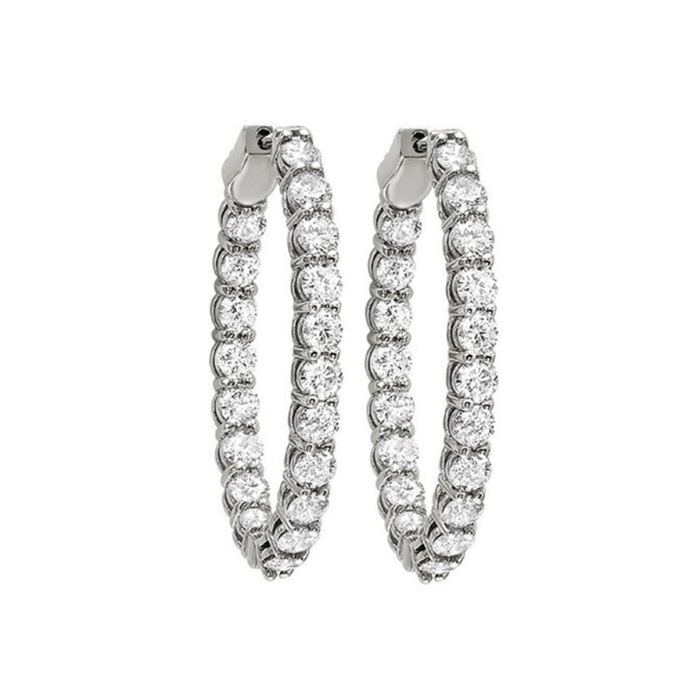 14K White Gold 2.00cttw Diamond Inside/Outside Hoop Earrings