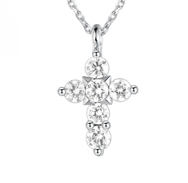 14K White Gold 0.33cttw Diamond Cross Pendant