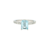 14K White Gold Aquamarine & Diamond Ring by RJM