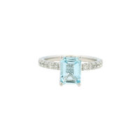 14K White Gold Aquamarine & Diamond Ring by RJM