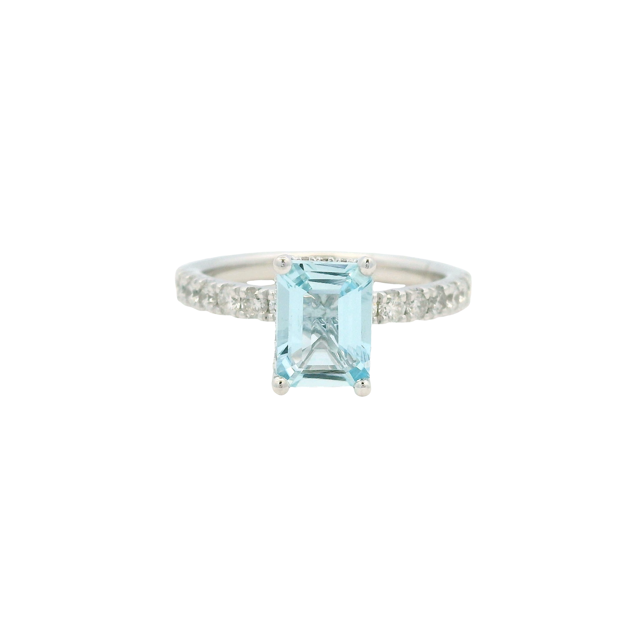 14K White Gold Aquamarine & Diamond Ring by RJM