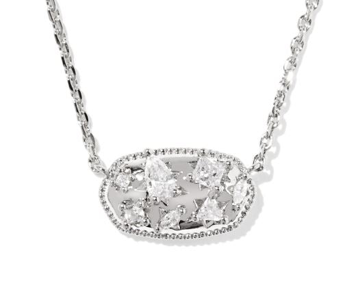 Holland Silver White CZ Crystal Short Pendant Necklace by Kendra Scott
